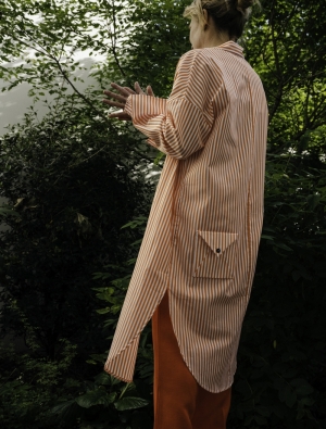 LONG SHIRT IN POPELINE COTTON  ORANGE