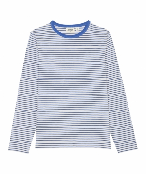 CREW LS STRIPE 01 CHALK ROYAL