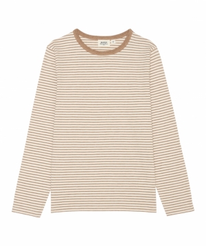 CREW LS STRIPE 02 CHALK CAMEL 