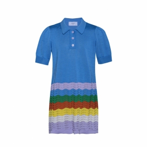 KNIT DRESS RAINBOW BLUE