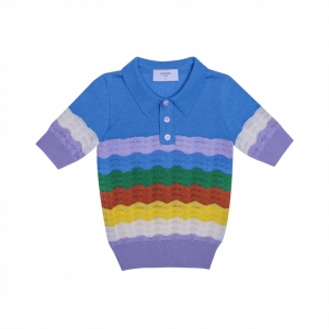 KNIT POLO SHIRT RAINBOW BLUE