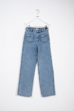 STRAIGHT LEG TROUSERS W LOGO DENIM